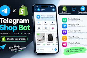 develop custom telegram shop bot mini app ecom store linked to shopify ghl store