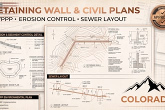 retaining wall plan erosion sediment control plan swppp sewer layout colorado