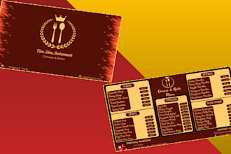 design a professional, modern restaurant menu