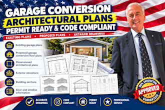 create garage conversion permit drawings and city corrections for california