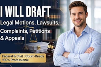 write legal complaints, lawsuits, motions,petitions and appeals for your motion