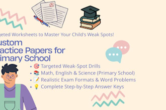 create custom elementary school exam papers and worksheets for kids
