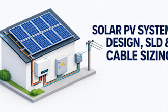 design solar pv system, sld, cable sizing and autocad layout