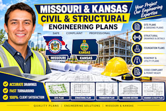 prepare missouri and kansas civil structural engineering plans