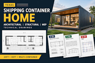 design texas shipping container home architectural structural and mep drawings