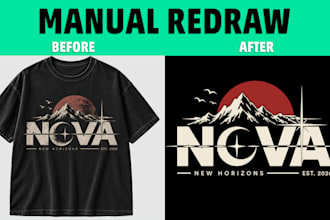 recreate old or low quality t shirt design into print ready vector files
