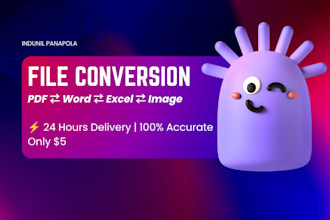 convert PDF, word, excel and images accurately within 24 hours