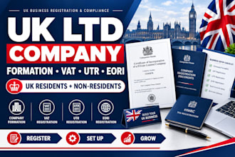 register UK ltd company for non residents, business setup, vat and utr