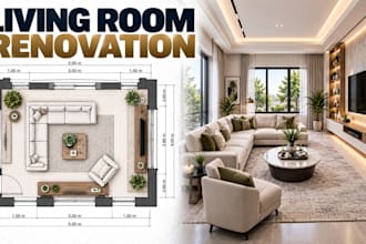 create living room renovation plans with detailed 3d visualization