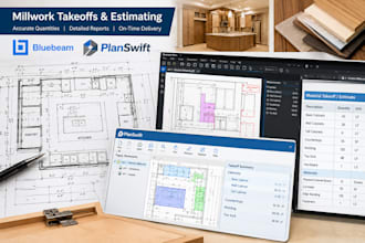 do millwork takeoffs, millwork estimate material takeoffs on bluebeam, planswift