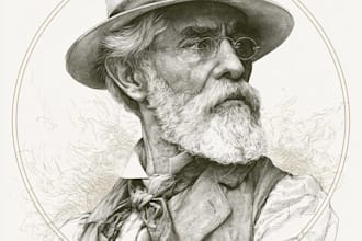 draw portrait illustration in vintage style or engraving