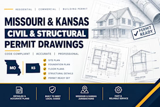 prepare missouri and kansas civil structural permit drawings