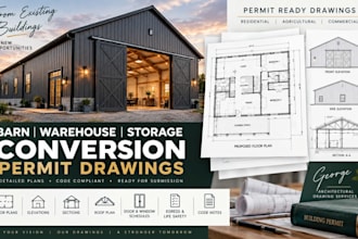 create warehouse barn and storage building conversion permit drawing