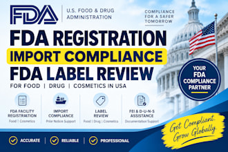 fda registration import permit for food, drug cosmetics in USA, fda label review