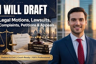 prepare pro se lawsuit, complaint,motion, petition and appeal for legal defense