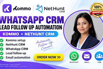 setup kommo nethunt whatsapp crm lead follow up email automation