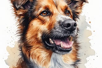 do watercolor pet portrait, dog portrait cat portrait
