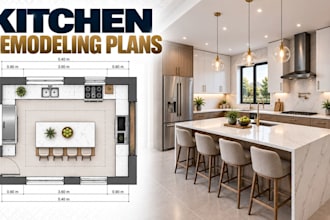 design kitchen remodeling plans with detailed 3d visualization