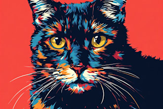 draw your cat dog or your pet into vector pop art portrait