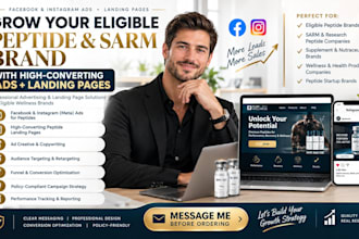create meta ads and tiktok ads via landing pages for peptide and sarm brands