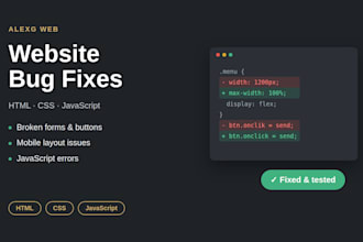 fix HTML, CSS and javascript bugs on your website