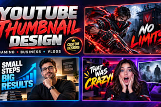 youtube thumbnail design, gaming thumbnail and amazing thumbnail design