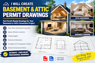 create basement and attic permit drawings