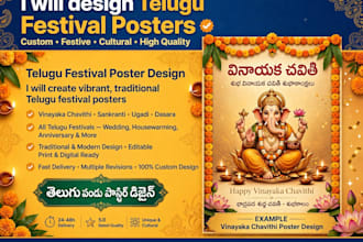 design creative telugu festival posters and birthday wishes in canava