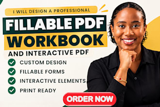 design a professional fillable PDF workbook and interactive PDF
