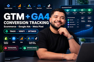 setup google tag manager GTM and ga4 ecommerce conversion tracking pixels