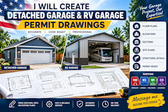 create detached garage and rv garage permit drawings