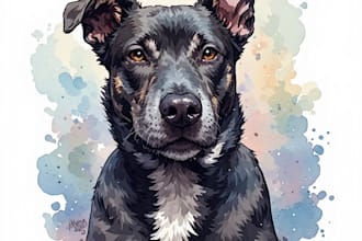 create a custom watercolor pet portrait or pet painting