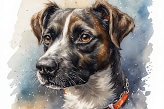 create a custom watercolor pet portrait or pet painting