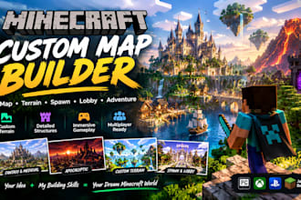 minecraft map builder, custom terrain, worldpainter, adventure map, spawn, lobby