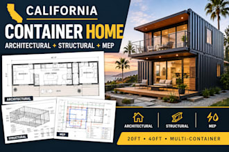 design california shipping container home architectural structural, mep drawing