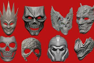 sculpt a custom 3d mask helmet skull or demon design in zbrush for 3d printing