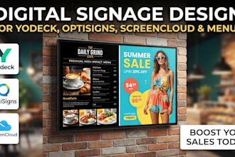 design digital signage content for yodeck, optisigns, screencloud and menu board