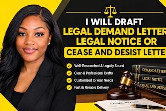 draft legal demand letter, legal notice or cease and desist letter