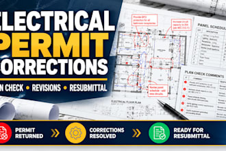 correct electrical permit plans and respond to city plan check comments