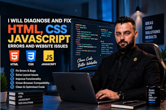 diagnose and fix HTML, CSS, javascript errors and web issues