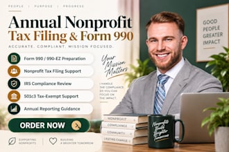 prepare annual nonprofit tax filing and form 990 for irs compliance