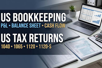 do us bookkeeping and tax returns for personal, llc, s corp, c corp, 1065, 1120