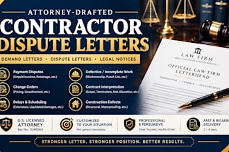 draft an attorney contractor dispute letter and demand letter