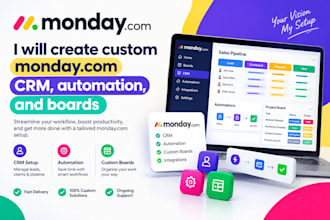 create custom monday,com CRM, automation, and boards