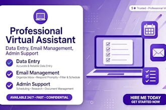 be your virtual assistant for data entry and admin support