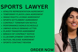 be your sports lawyer for club contracts, bonuses, and transfer agreements