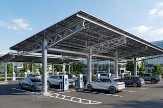 design ev charging canopies with solar structural plans