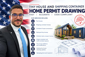 create tiny house and shipping container home permit drawings