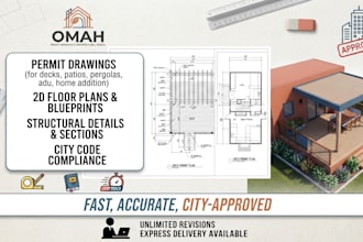 provide deck, pergola, porch, and patio permit drawings for city approval