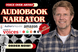 narrate fiction novel, selfhelp audiobook, duet voice acting, male voice over
